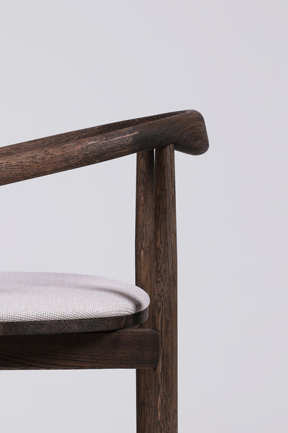 Solid Oak Chair with curved back armset